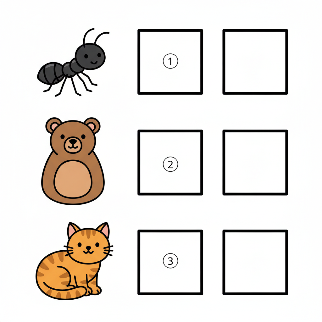 fig 2: Label the starting letters for Ant, Bear, and Cat
