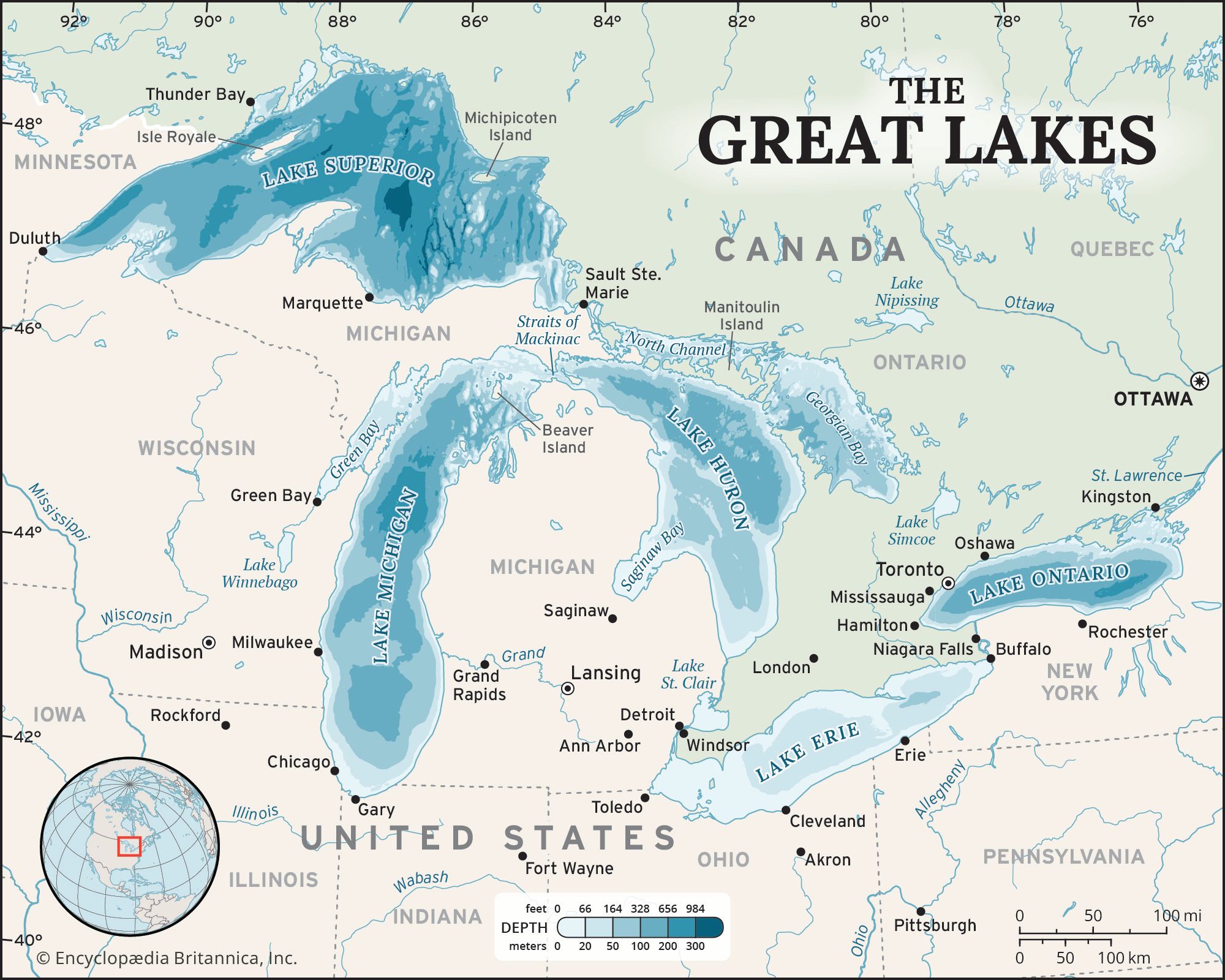 Figure 1: A physical map of New York State highlighting major rivers and the Finger Lakes.